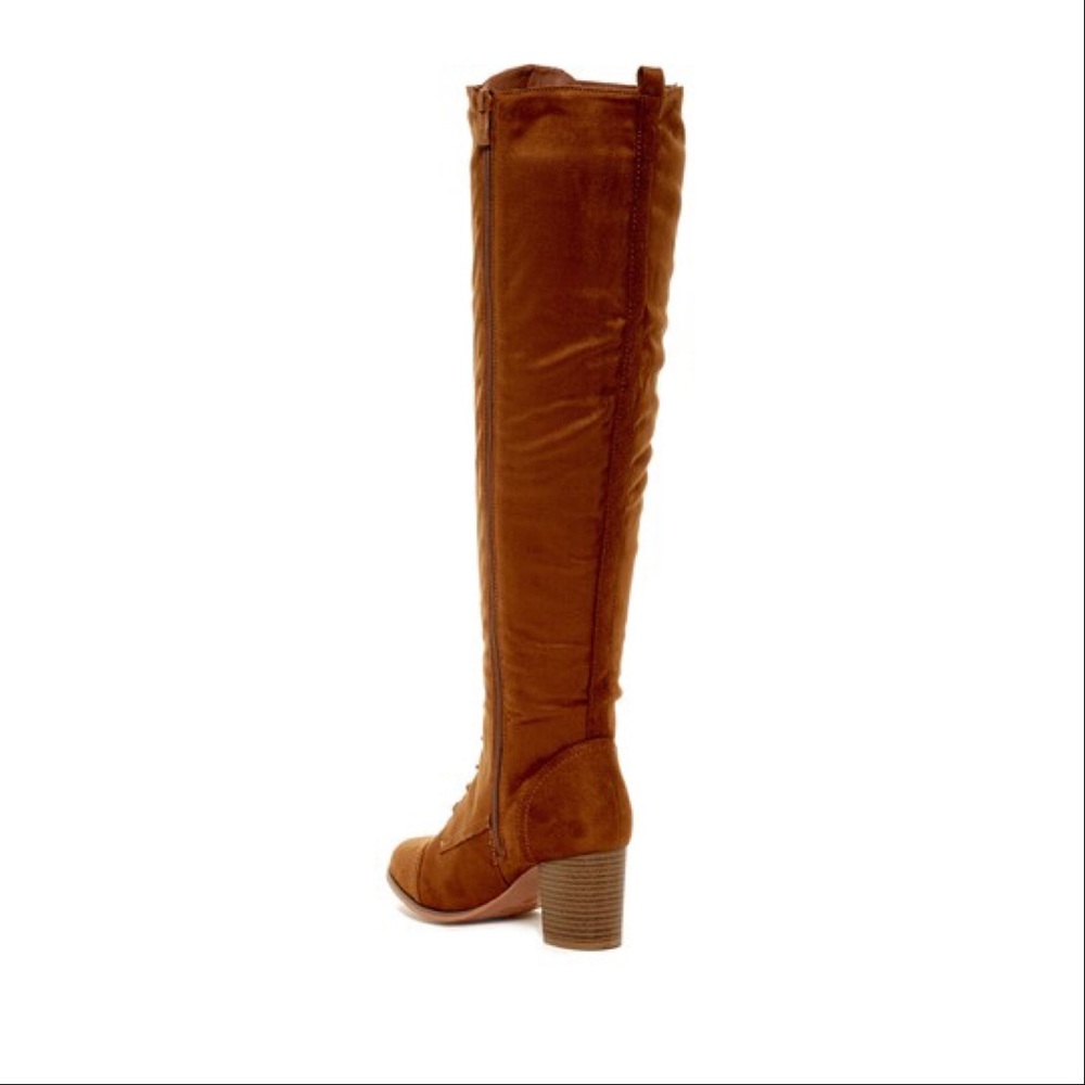 Chunky Heel Lace Up Over The Knee High Boots - Picture 3 of 4